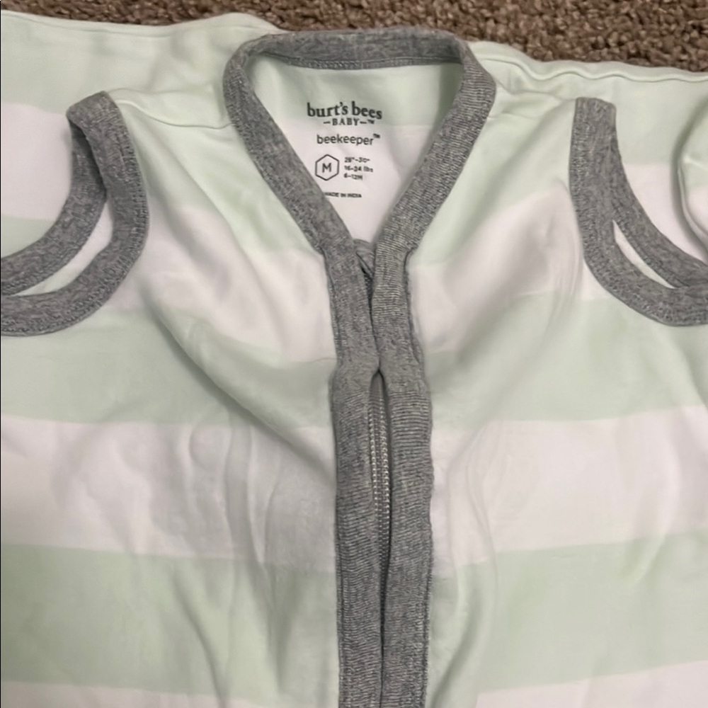 Burt's Bees Baby Mint and White Sleep Sack